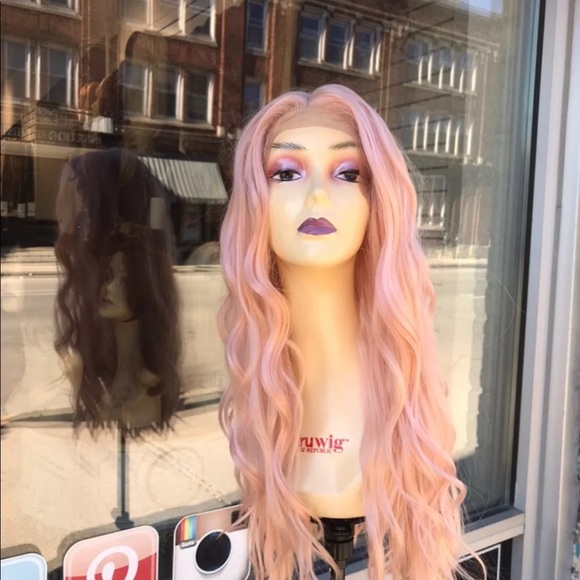 Pink wig pastel pink long wavy 2020 hairstyle wig - Picture 3 of 8